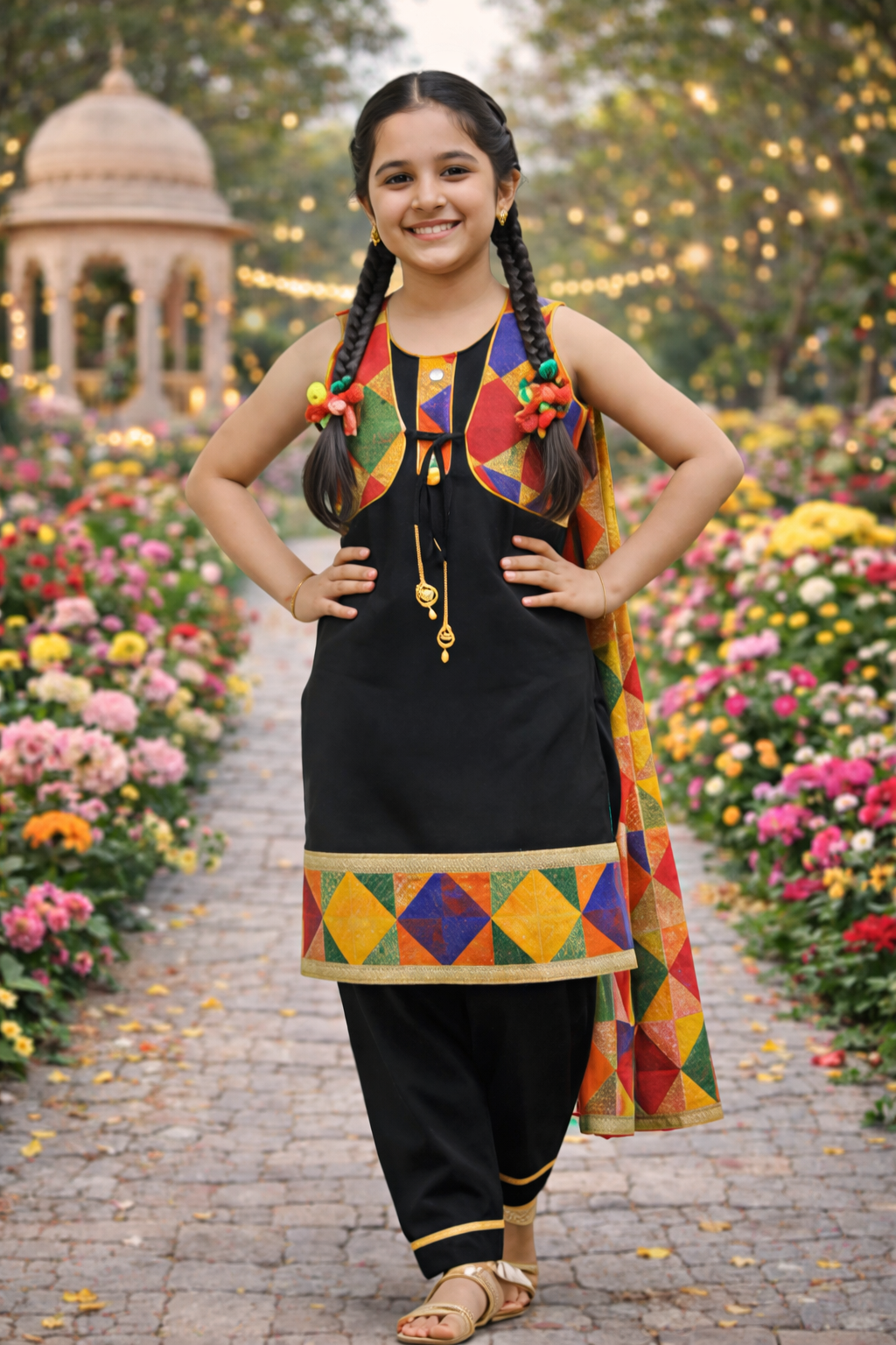 Girls Phulkari Suit